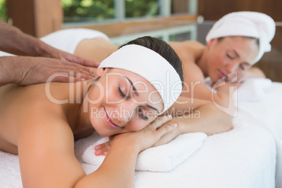 Pretty friends getting massages together