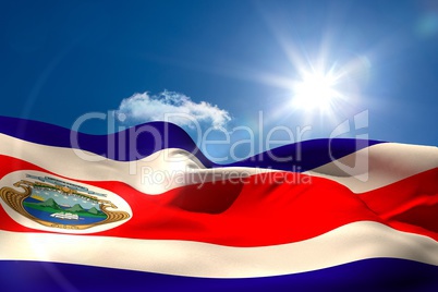 Costa rica national flag under sunny sky