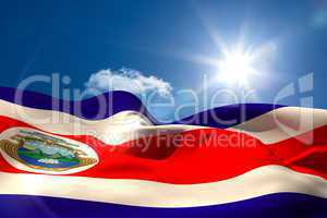 Costa rica national flag under sunny sky