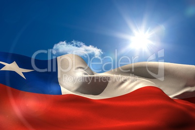 Chile national flag under sunny sky