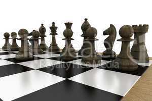 Black chess pieces on board
