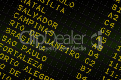 Black airport departures board for south america