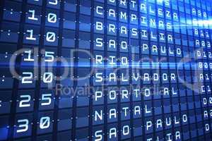 Blue departures board for major south american cities