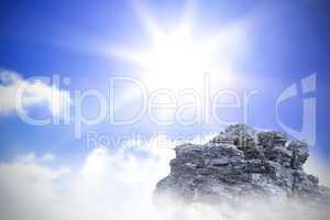 Large rock overlooking bright sky