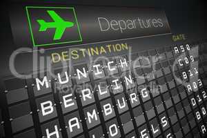 Black departures board for german cities