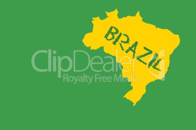 Yellow brazil outline on green with text