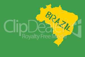 Yellow brazil outline on green with text