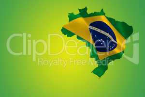 Green brazil outline with flag