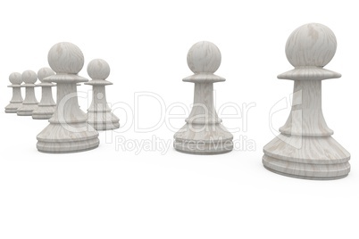 White chess pawns standing together