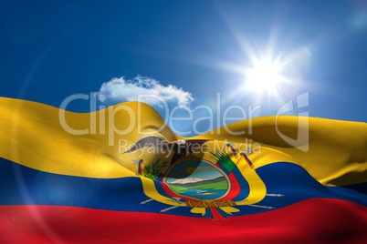 Ecuador national flag under sunny sky