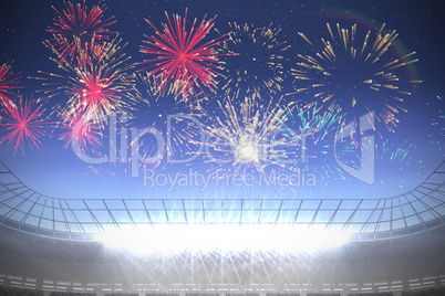 Fireworks exploding over football stadium