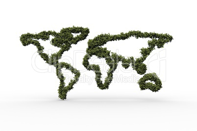 World map made of leaves