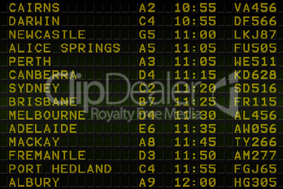 Black airport departures board for australia