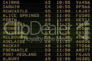 Black airport departures board for australia