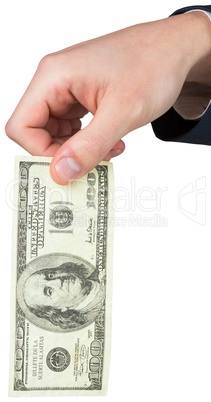 Hand holding hundred dollar bill