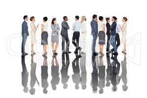 Many business people standing in a line