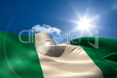 Nigeria national flag under sunny sky