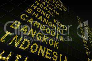 Black airport departures board for asia
