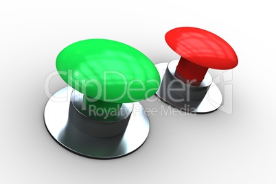 Red and green push buttons