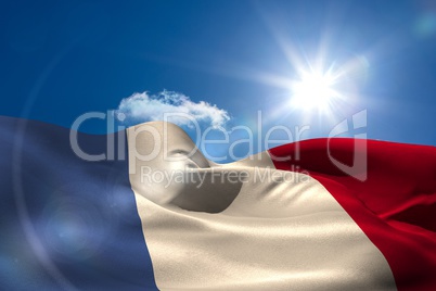 French national flag under sunny sky