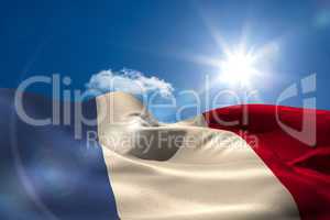 French national flag under sunny sky