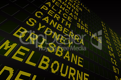 Black airport departures board for australia