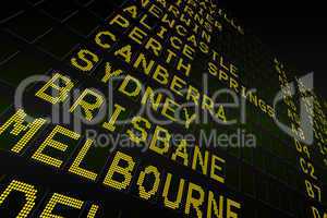 Black airport departures board for australia