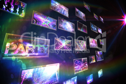 Screen collage showing disco images