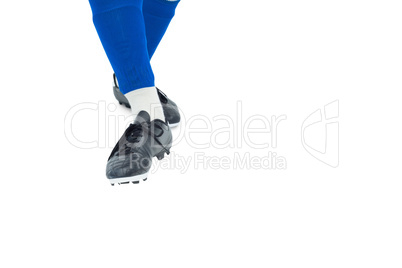 Football player in blue socks