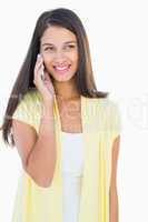 Happy casual woman on the phone