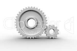 White cog and wheel connecting