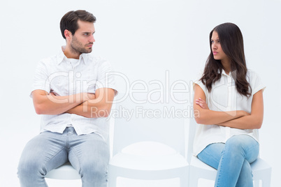 Angry couple not talking after argument