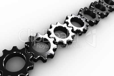 Metal cogs and wheels connecting