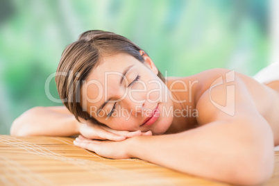 Close up of a beautiful woman on massage table