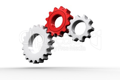 White and red cogs and wheels