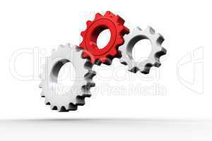 White and red cogs and wheels