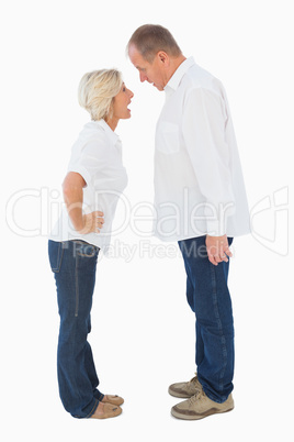 Angry older couple arguing with each other