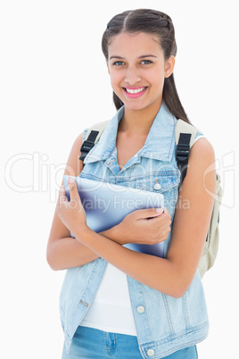 Pretty student holding her tablet pc