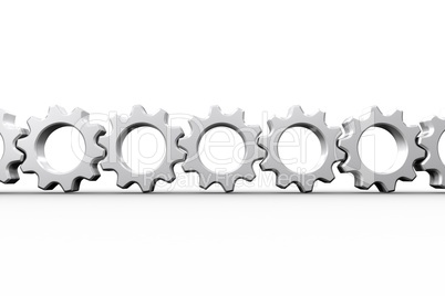 White cogs and wheels connecting