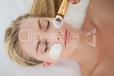 Beautiful blonde getting a facial treatment