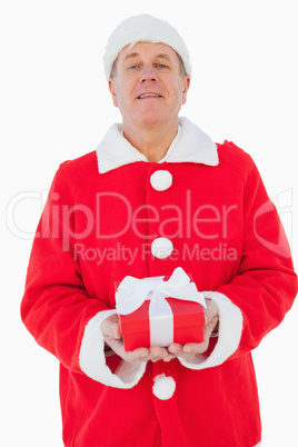 Festive man holding christmas gift