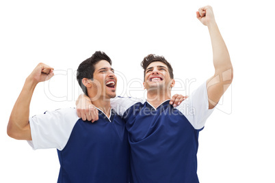 Football players celebrating a win