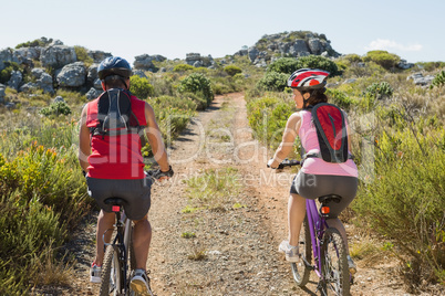 Active couple cycling in the countryside