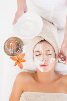 Attractive young woman receiving treatment at spa center