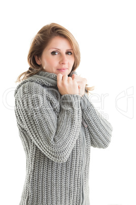 Portrait of woman in warm clothing