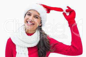 Beautiful festive woman smiling at camera