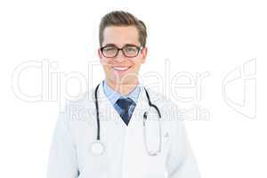Handsome doctor smiling at camera