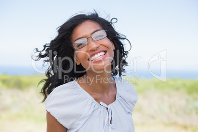 Casual pretty woman smiling at camera