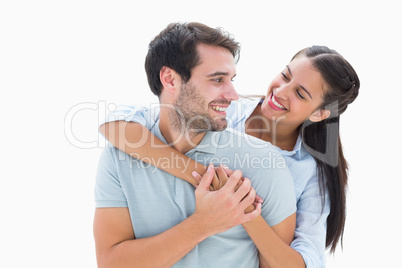 Cute couple smiling at each other