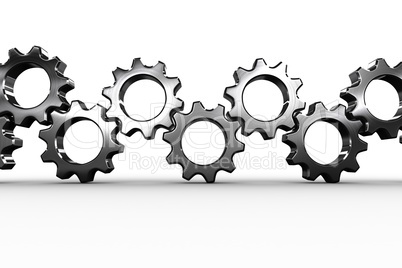 Metal cogs and wheels connecting